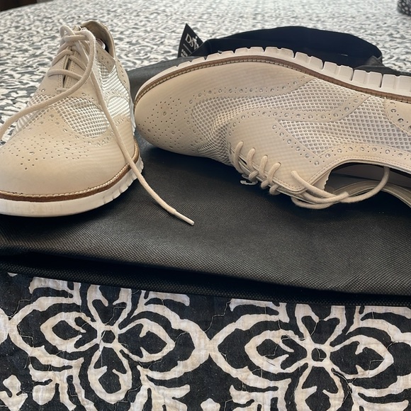 Men’s Cream Cole Hahn Size 13 Grand OS lace-up wingtips - Picture 5 of 8